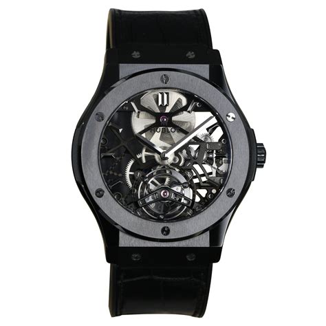 hublot squelette noir|Hublot Classic Fusion Skeleton Tourbillon 45mm Watches Hands .